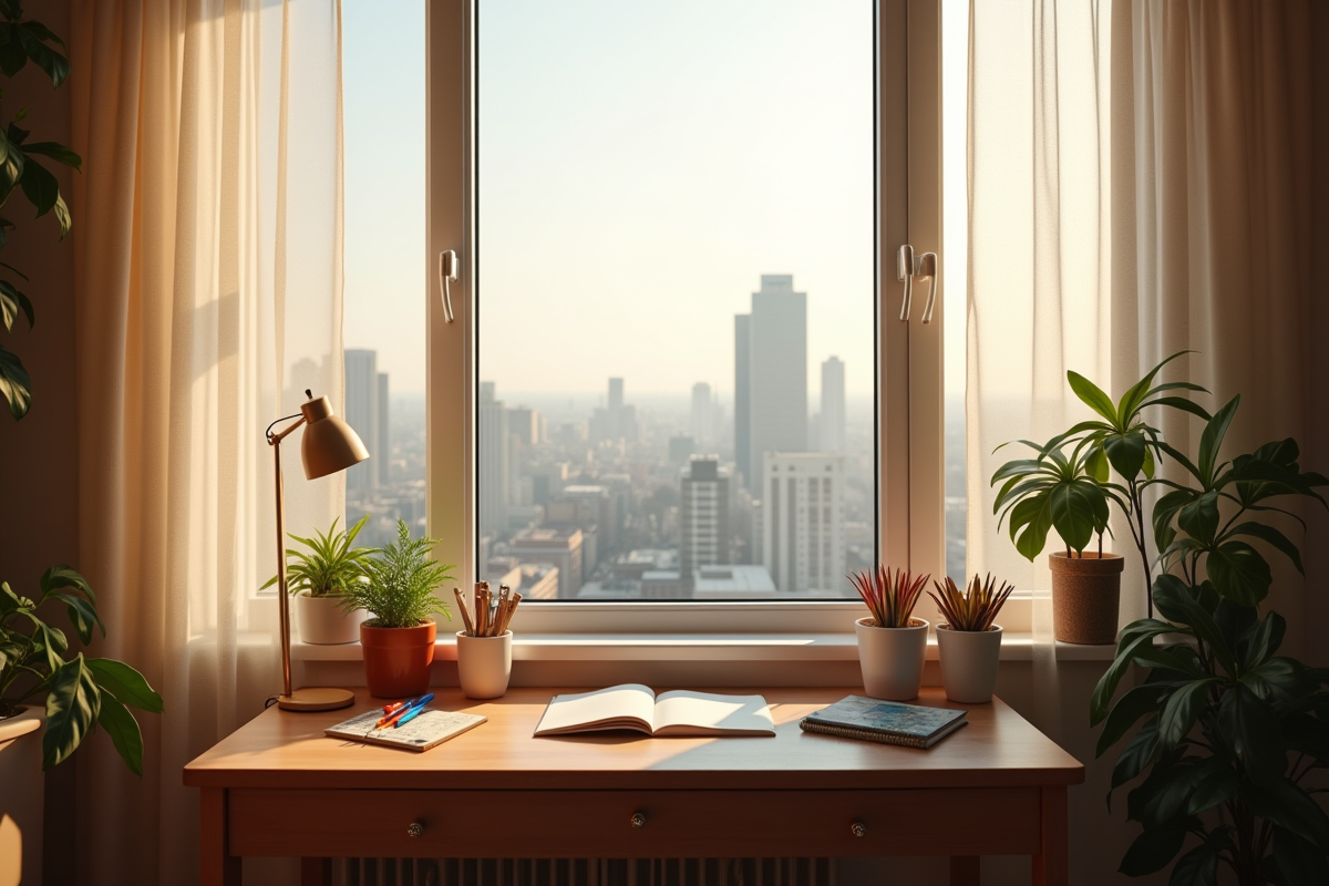 Espace de travail cosy dans un appartement en ville